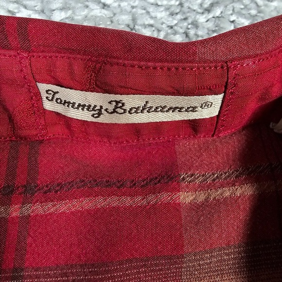 Tommy Bahama Shirt Mens Large Red Plaid Button Up Long Sleeve Tencel Casual - Picture 5 of 13